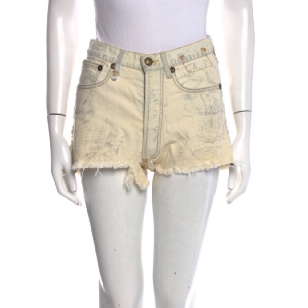 R13 Shorts Neutrals. Distressed High Rise Hem Jean Shorts SZ 26